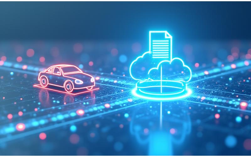 Illustration of a secure digital document flow and vehicle plate verification