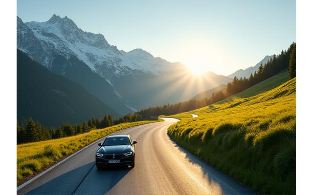 Scenic road through Swiss Alps