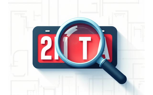 Illustration of a magnifying glass over a car license plate with highlight on a detected typo, symbolizing advanced error detection.