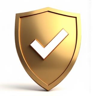 Illustration of a golden shield with a checkmark and the text '100% Guaranteed Compliance' on it, signifying security and assurance.